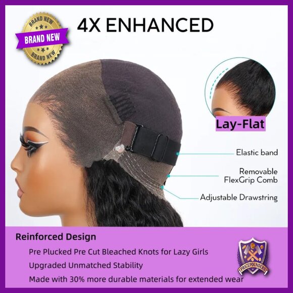 Human Hair Glueless Wig 18in Water Wave HD Lace Frontal Pre Plucked main image 5